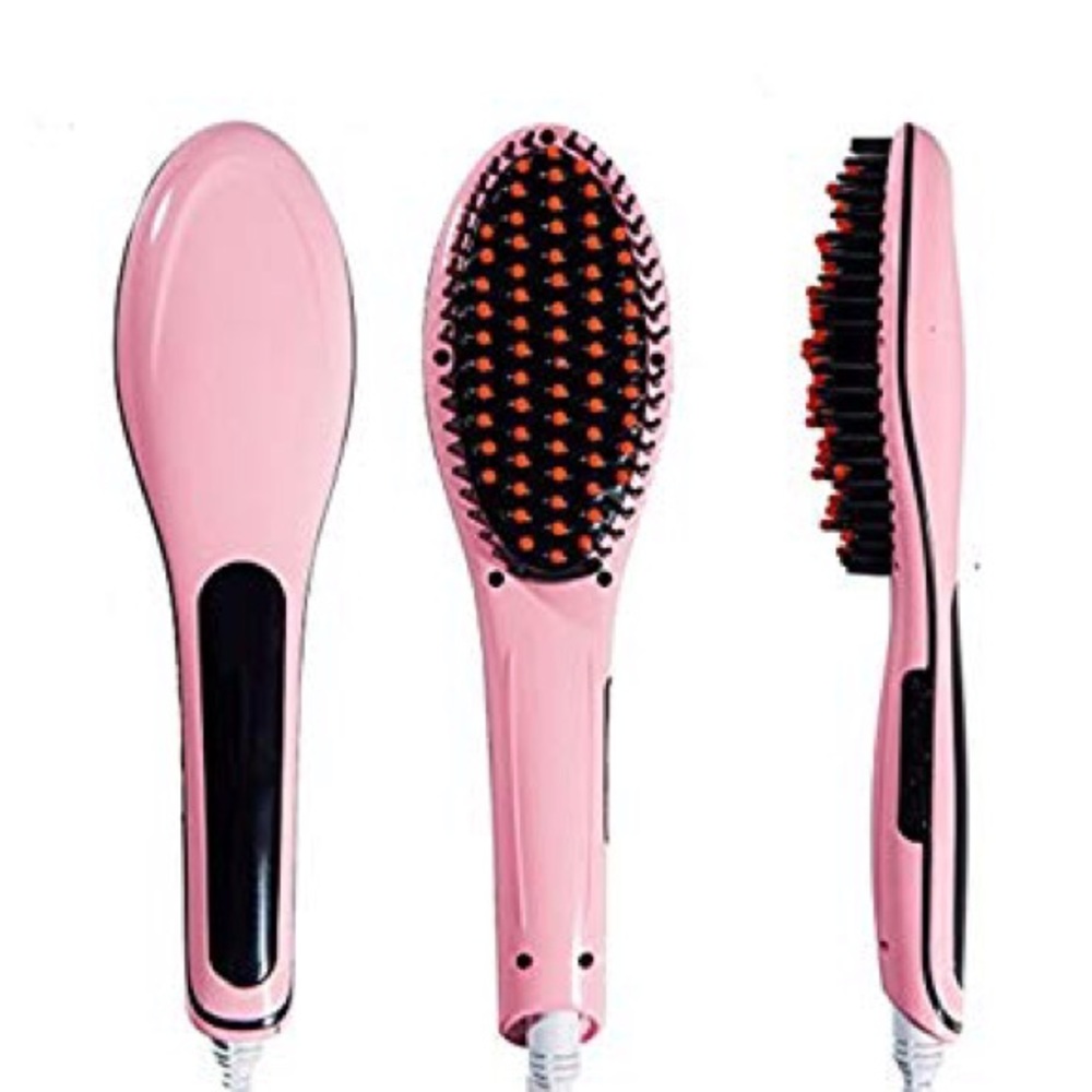 Pink Digital LCD Straightener Ceramic Hair Brush💝
